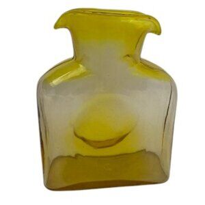 RARE VINTAGE 60s Blenko Handblown Glass 384 Lemon Yellow Water Bottle Pitcher